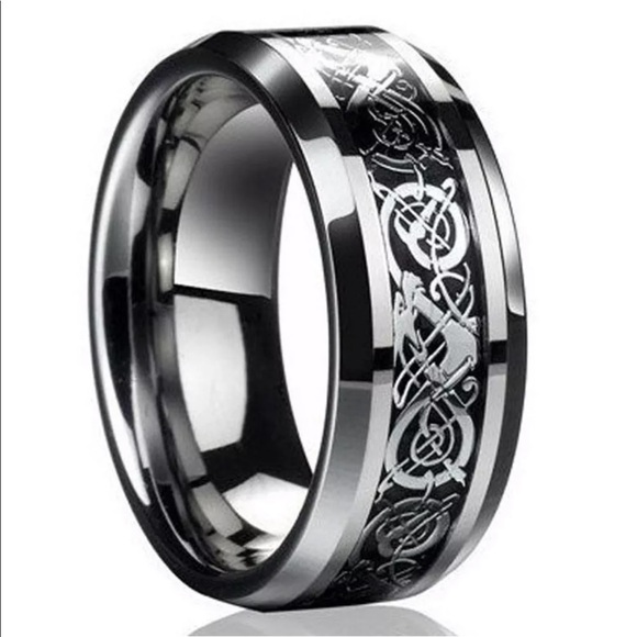 Celtic Dragon Titanium Stainless Steel Ring - Picture 3 of 3